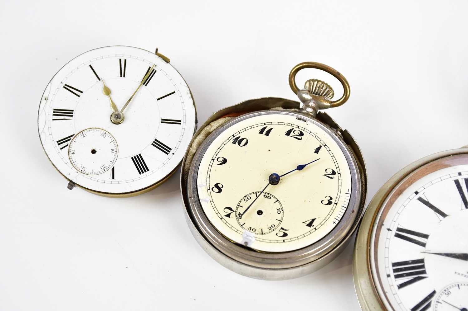 A base metal cased Goliath crown wind pocket watch, the enamel dial set with Roman numerals and - Bild 2 aus 4