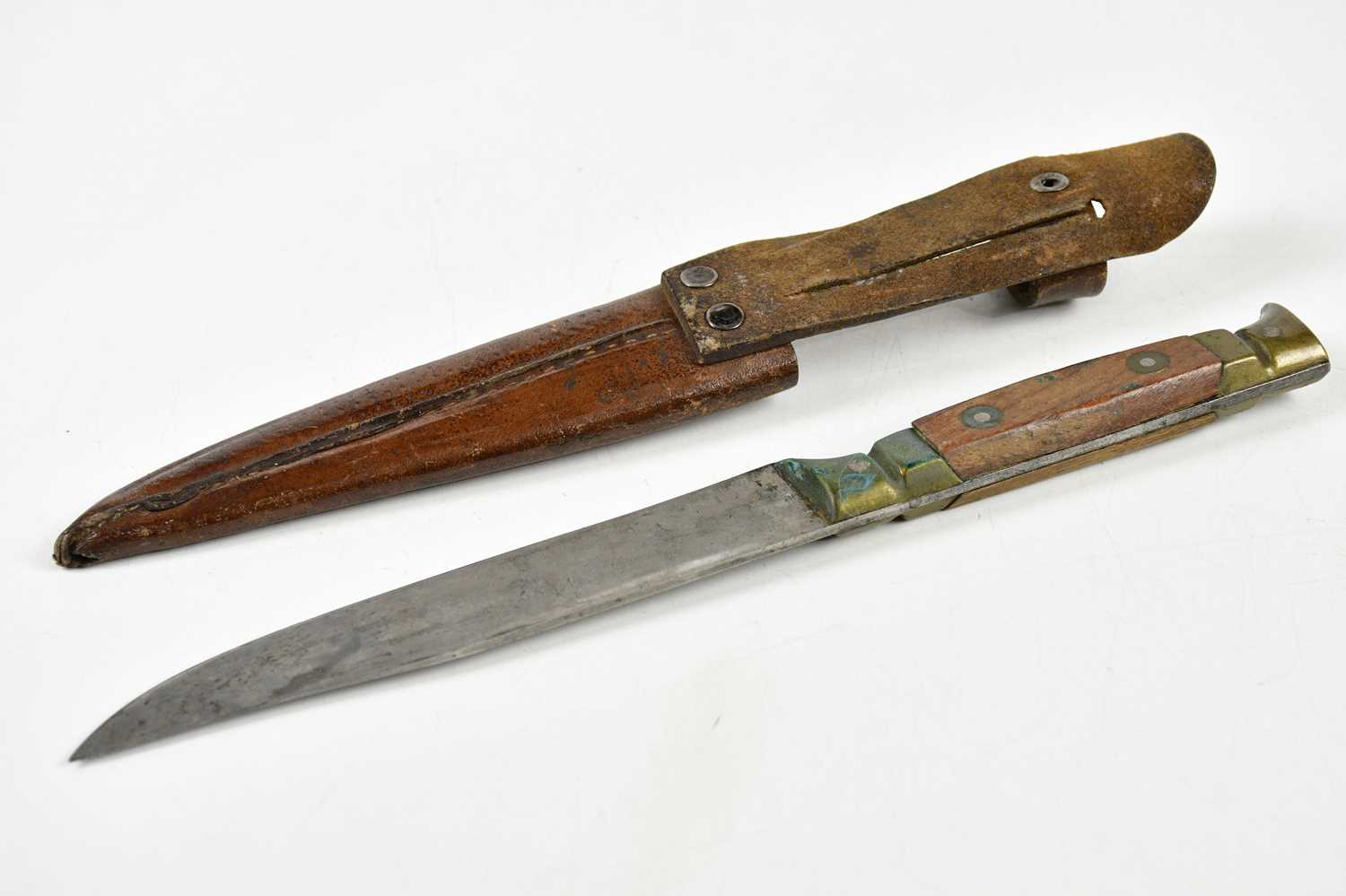 An Austrian brass and wooden handled dagger, the blade stamped 'Winternitz Works Steyr', with - Image 2 of 4