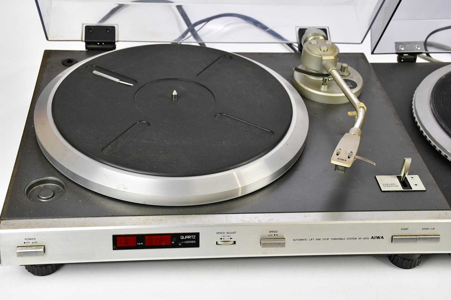 HITACHI; a uni-talk quartz lock direct drive turntable HT-550, with an Aiwa AP-2600 turntable. - Image 2 of 5