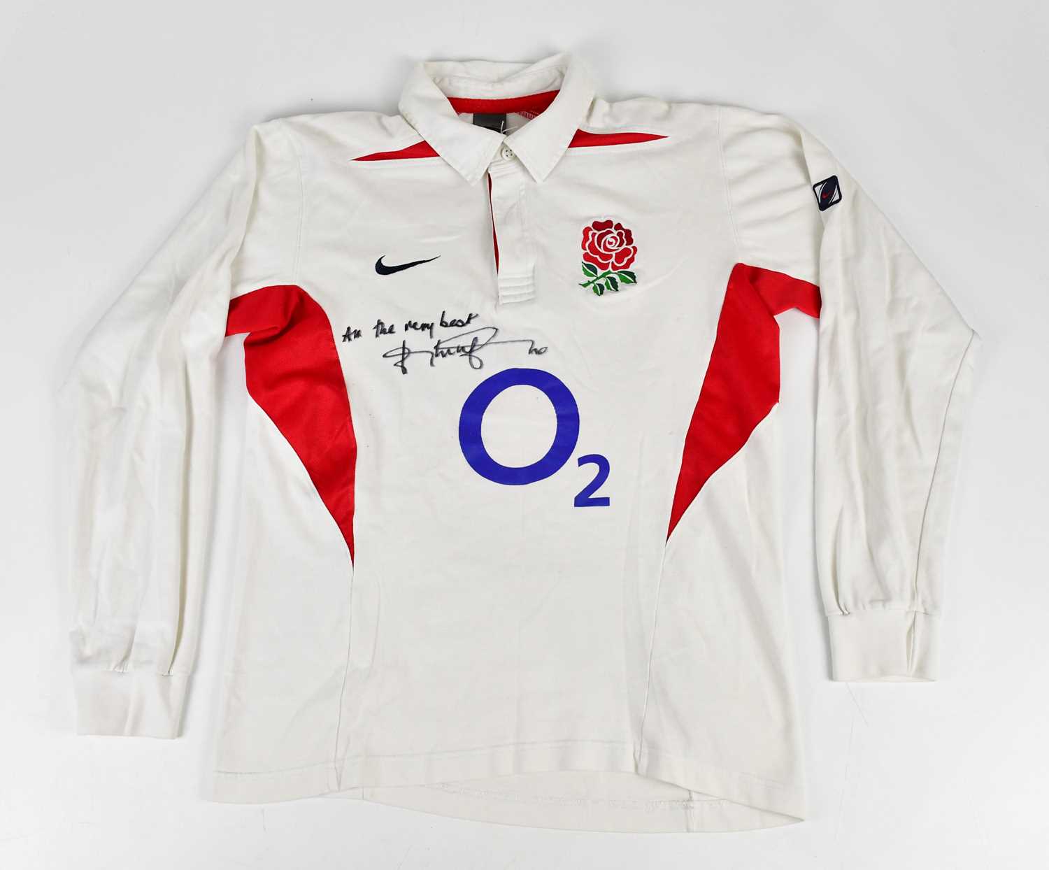 JONNY WILKINSON; a signed 2003 long sleeve rugby shirt, inscribed 'All the very best', size M.