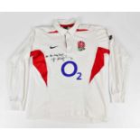 JONNY WILKINSON; a signed 2003 long sleeve rugby shirt, inscribed 'All the very best', size M.
