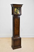 PAUL EDEN, LONGNOR; a reproduction oak longcase clock of small proportions, height 188cm.