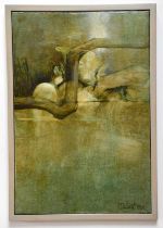 † NEIL DALLAS BROWN (1938-2003); oil on canvas, 'Still Deep'', signed, 110 x 73cm, framed.