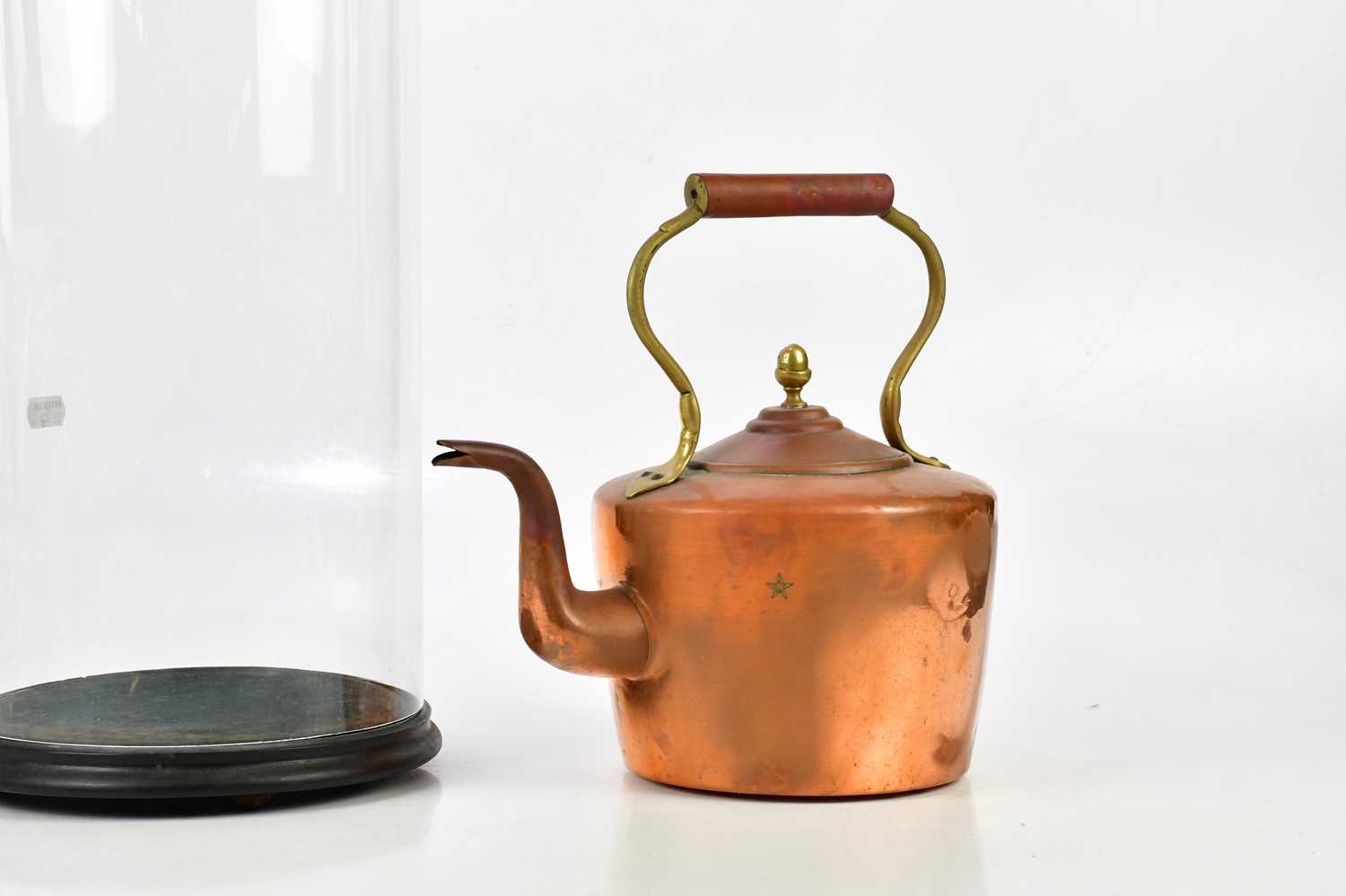 A Victorian glass dome, height 52cm, and a 19th century copper kettle (2). - Image 2 of 2