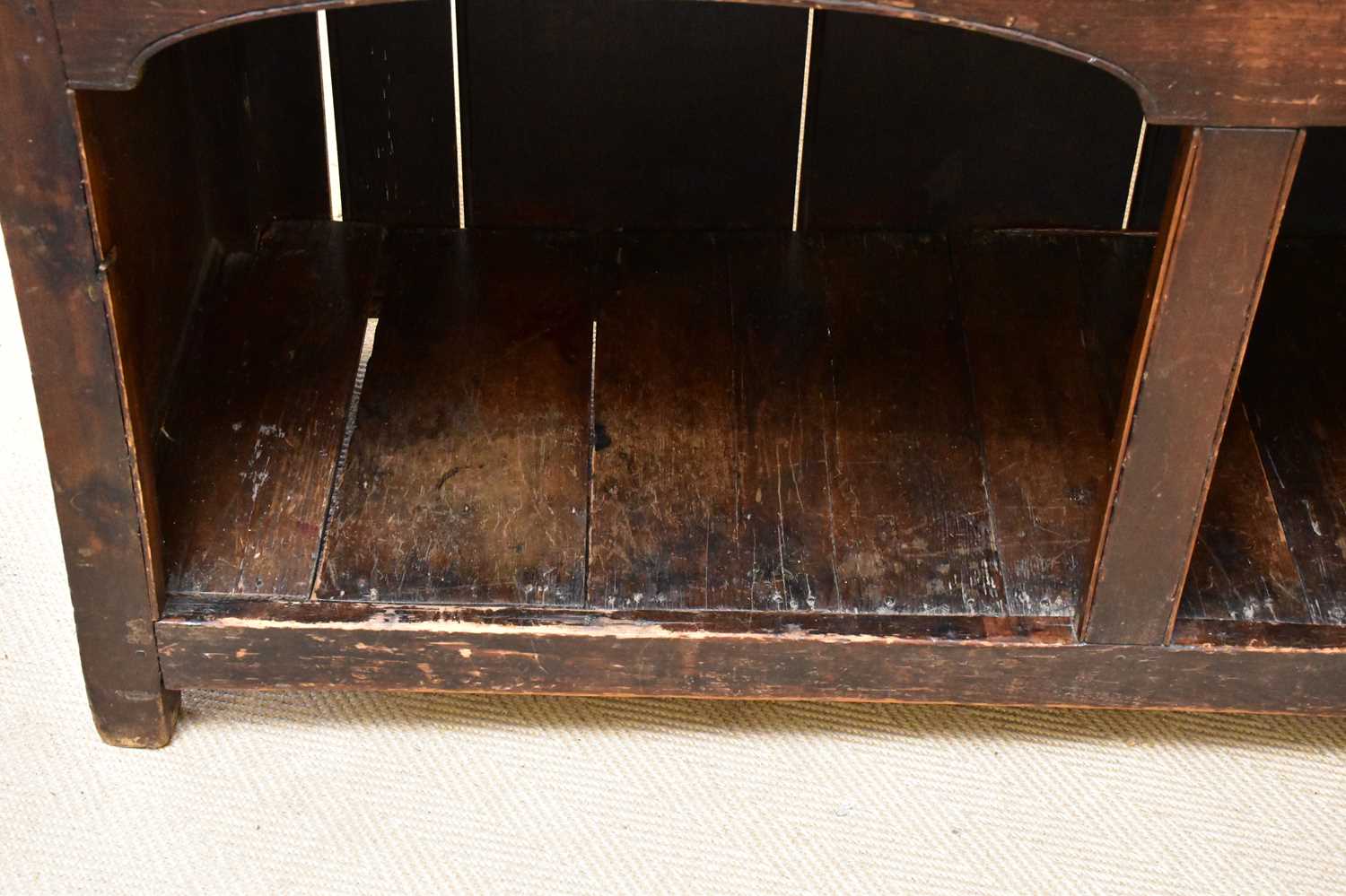 A George III oak dresser, with plate rack above two drawers and two alcoves, height 192cm, width - Image 4 of 4