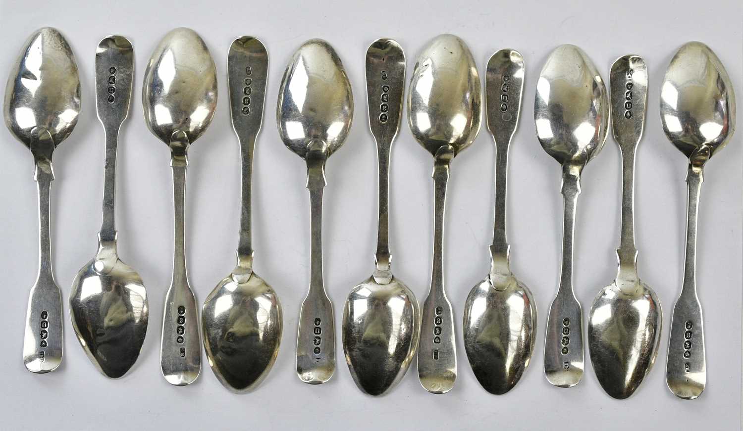 ROBERT RUTLAND; a set of five Georgian hallmarked silver teaspoons, London 1822, together with six - Image 2 of 2