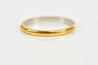 A 22ct yellow gold wedding band, size K, approx 2.7g.