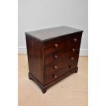 An early 19th century mahogany attic chest, in two sections, with two short and three long