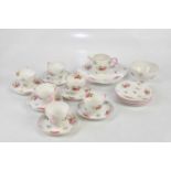 SHELLEY; a six setting tea service decorated with roses. Condition Report: Minor crazing throughout,