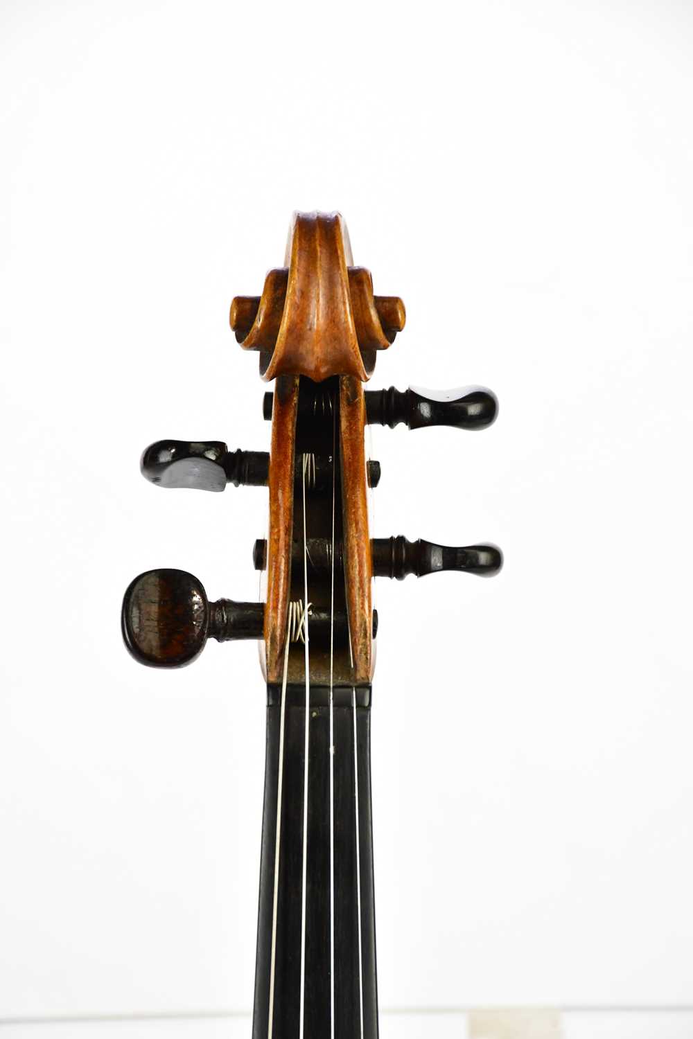 A full size German violin with two-piece back of good colour, length 36cm, unlabelled, cased. - Image 2 of 7