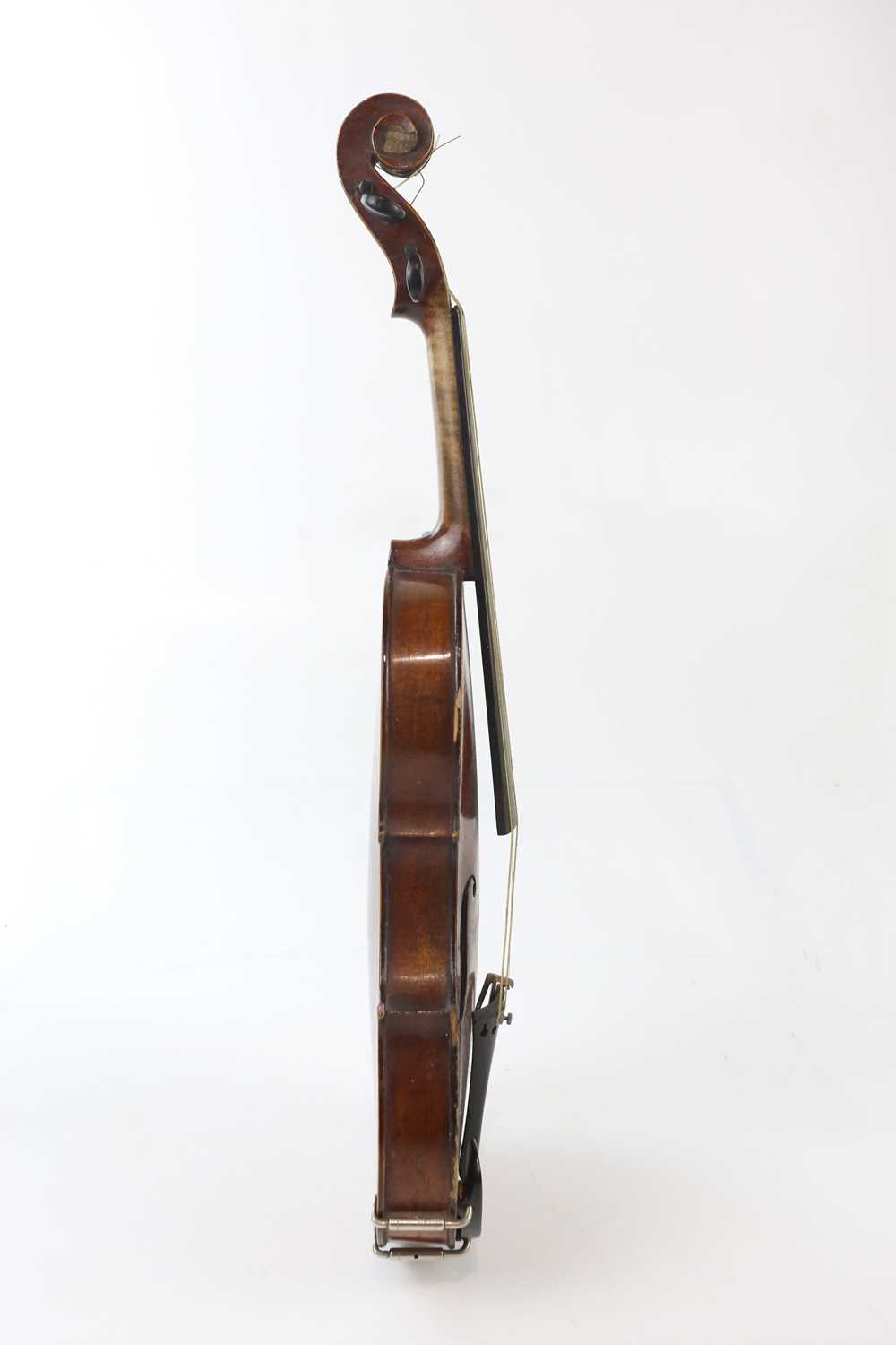 COMPAGNON; a French one piece back three-quarter size violin and bow. - Image 5 of 14