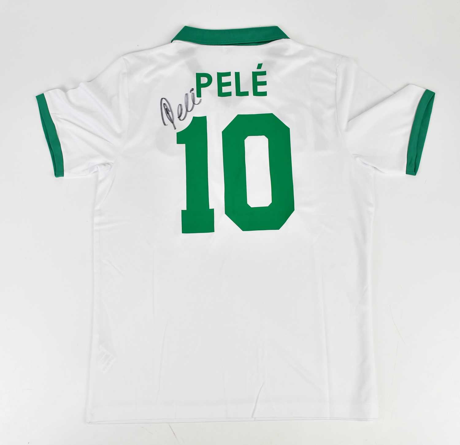 PELÉ (EDSON ARANTES DU NASCIMENTO); a signed New York Cosmos retro style football shirt, signed to - Image 2 of 3