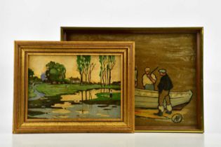 † E HESKETH HUBBARD; oil on board, 'Evening after Rain', together with a further oil painting by