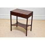 A Georgian inlaid mahogany gentleman's washstand/night table, the hinged covers enclosing mirror and