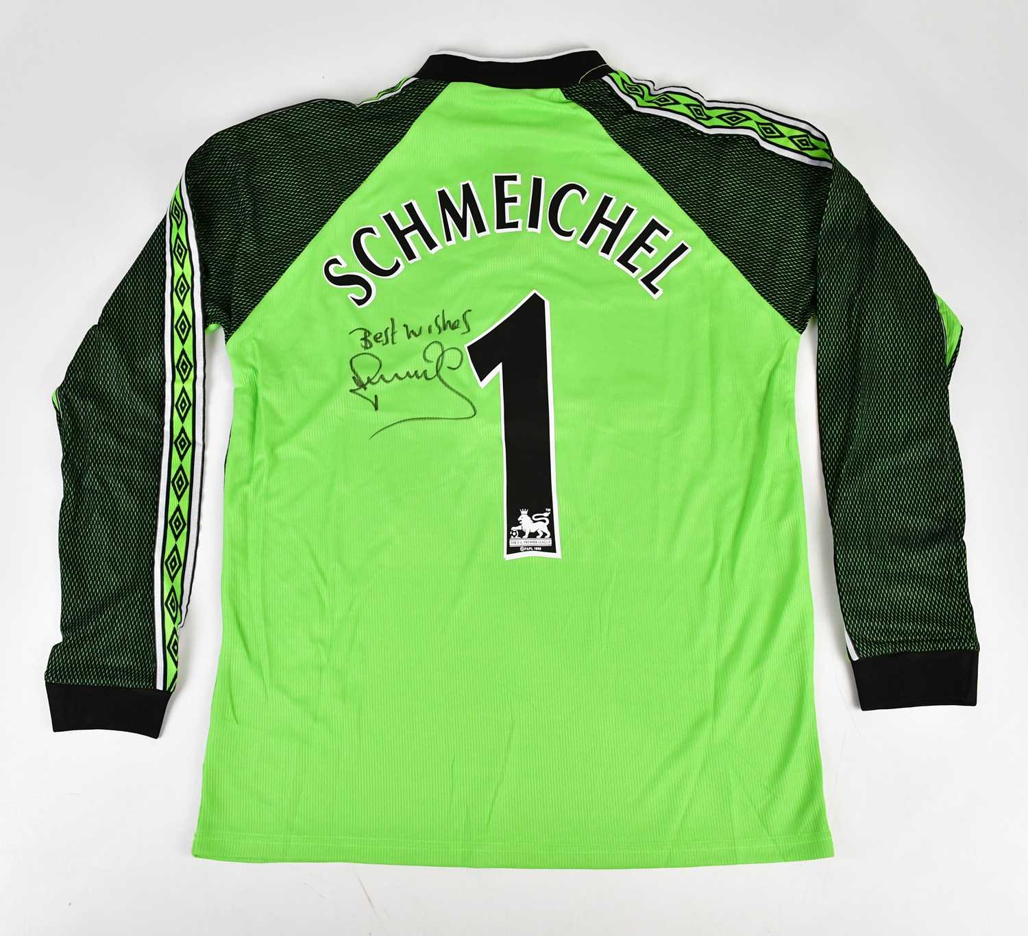 PETER SCHMEICHEL; a Manchester United Treble Winners retro style signed football shirt, signed to - Image 2 of 3