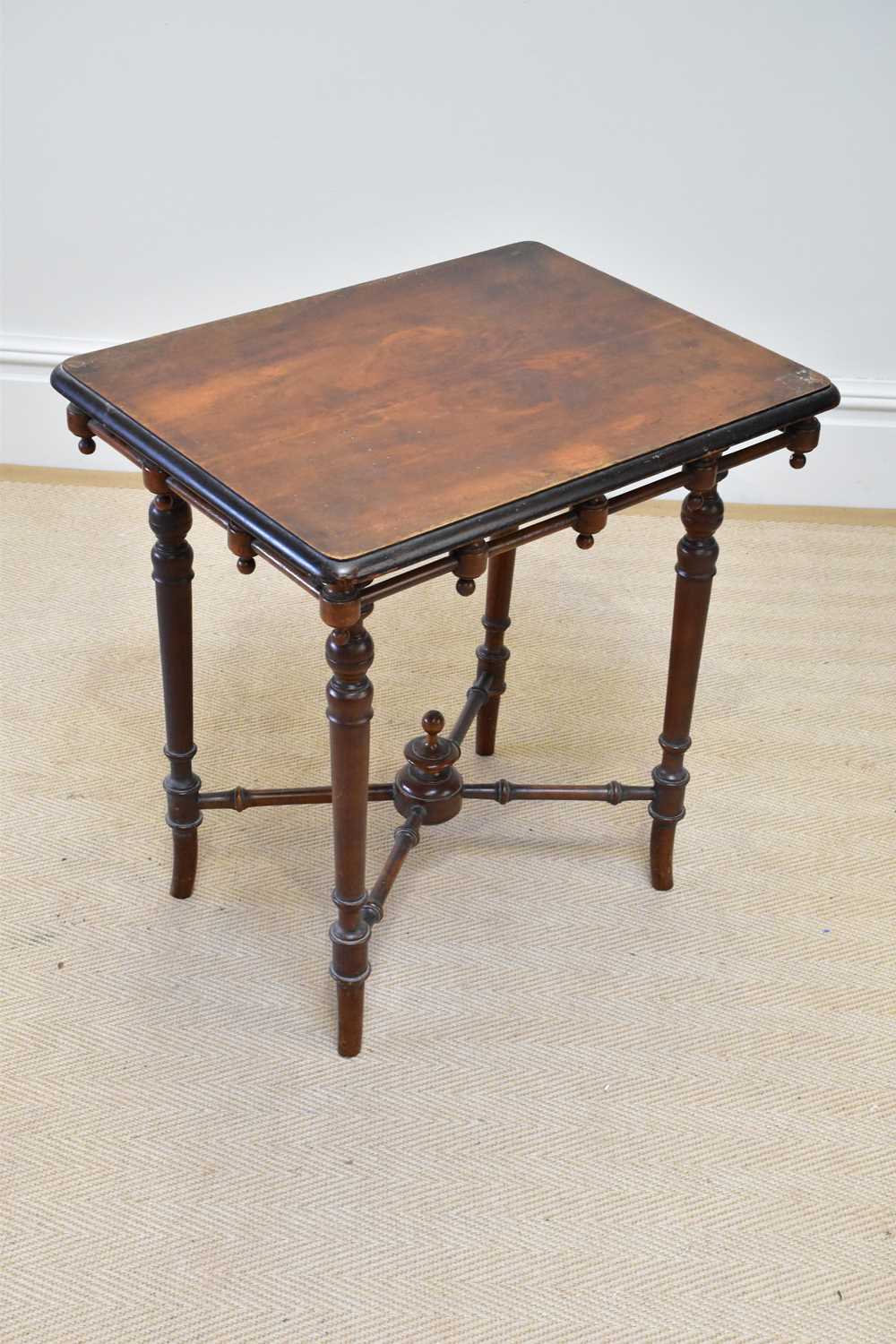 A late Victorian walnut occasional table, length 63cm, depth 49cm, height 66cm.