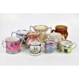 A collection of 19th century and later ceramics to include Staffordshire loving cups,