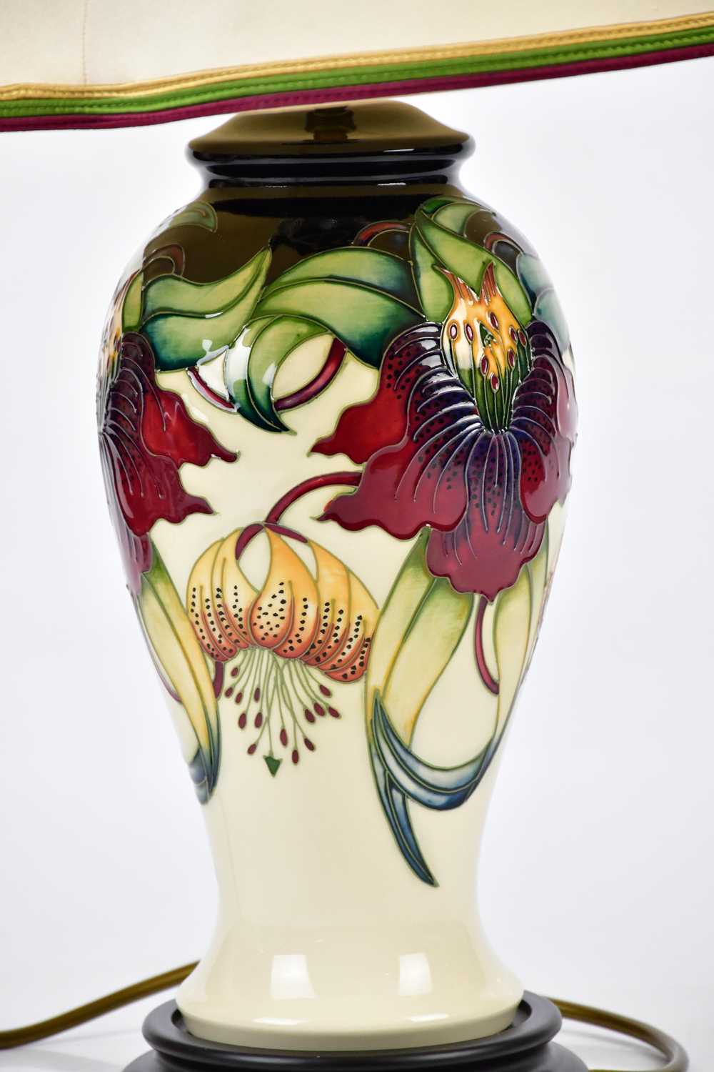 MOORCROFT; an 'Anna Lily' pattern lamp, height 38cm. Condition Report: The item or items in this lot - Image 3 of 3