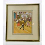 † M CHAPMAN; watercolour, children's Christmas party, signed lower left, 30 x 25cm, framed and