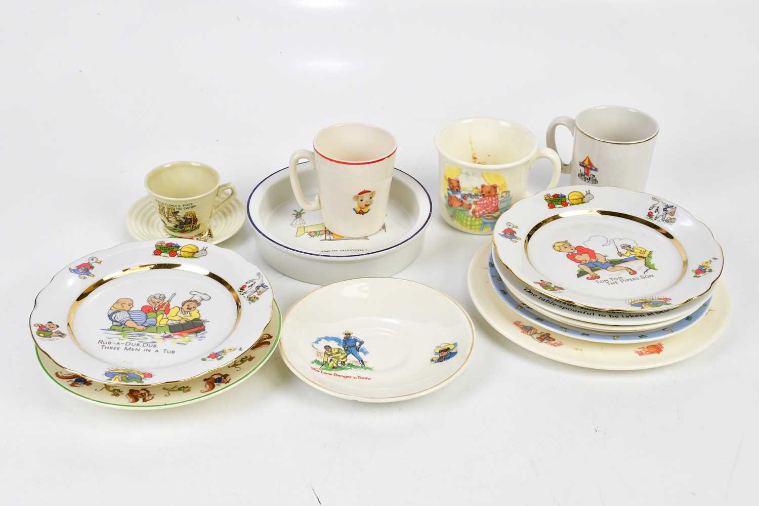 A collection of Children's nursery china including 'The Lone Ranger', 'Pinky and Perky', etc.