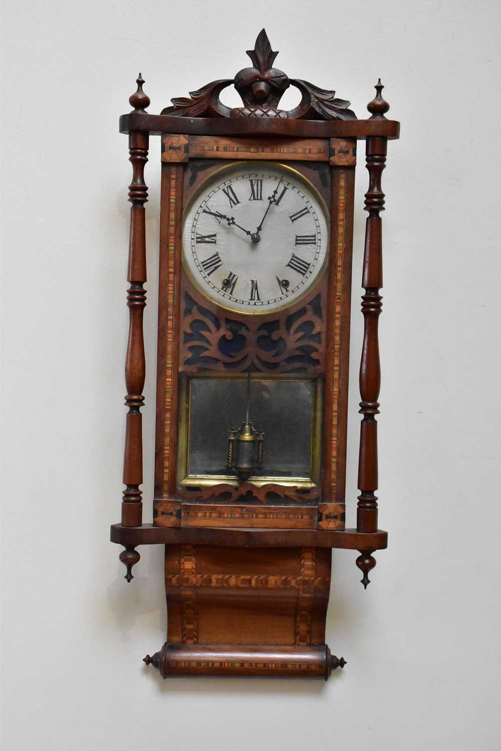 A Victorian cast bronzed metal combination clock, barometer and thermometer, length 65cmn, with a - Image 11 of 11