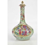 A late 19th century Canton bottle vase and cover, height 37cm. Condition Report: The cover with an