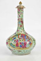 A late 19th century Canton bottle vase and cover, height 37cm. Condition Report: The cover with an