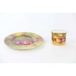 E TOWNSEND FOR ROYAL WORCESTER; a hand painted plate decorated with fruits, together with a