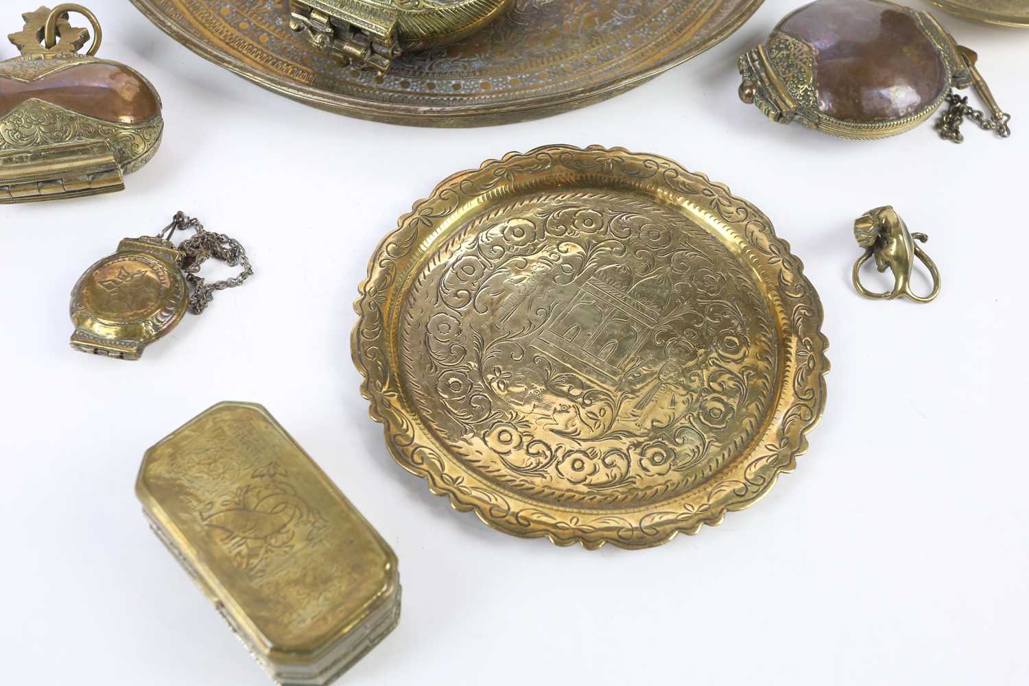 A collection of assorted Eastern metalware including brass tray, copper amd brass warming bowls, - Image 3 of 4