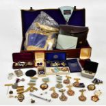 A collection of assorted Masonic regalia including various medals, comprising hallmarked silver gilt