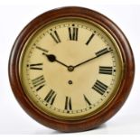A 19th century oak wall clock, the painted dial set with Roman numerals, diameter 40cm.