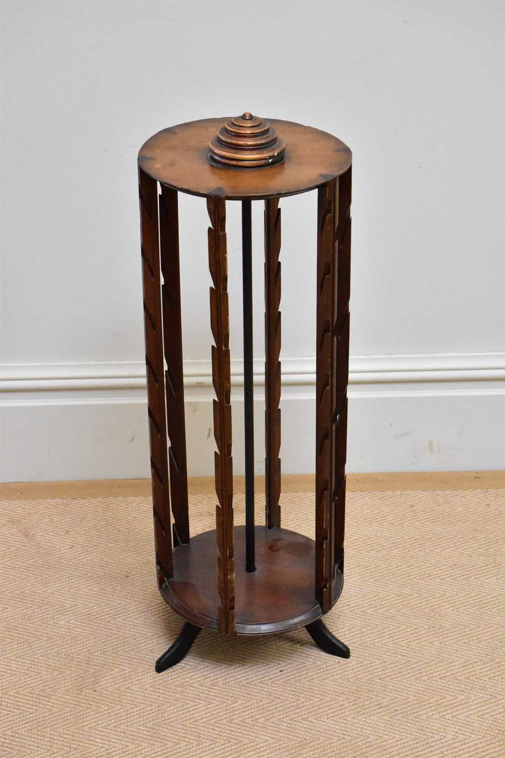 A late Victorian cylindrical post card display stand, height 80cm.