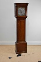 RICHARD BIGGS, ROMSEY; an 18th century thirty hour longcase clock, the silvered face chased with a