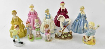 ROYAL WORCESTER; a collection of eleven figures including 'Grandmother's Dress' in five variant