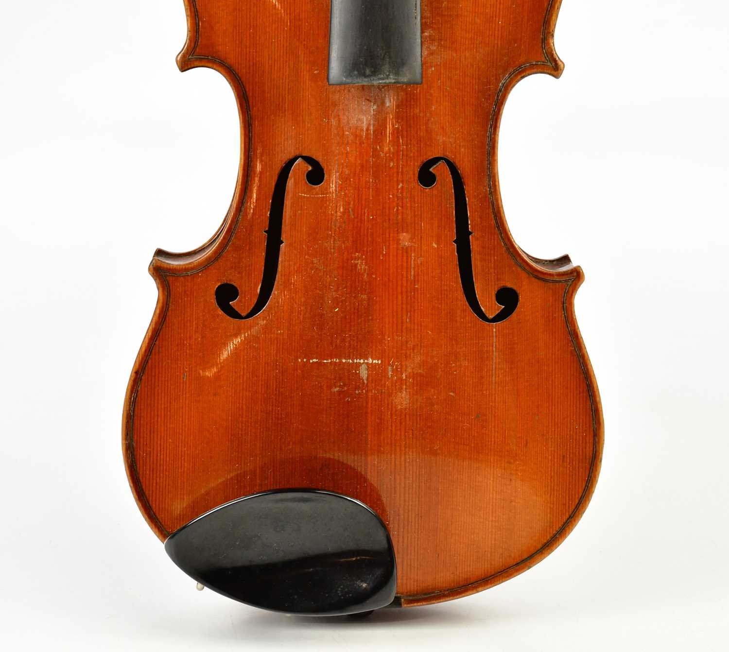 A full size German violin with two-piece burr maple back length 36cm, labelled 'Manufactured in - Image 3 of 13