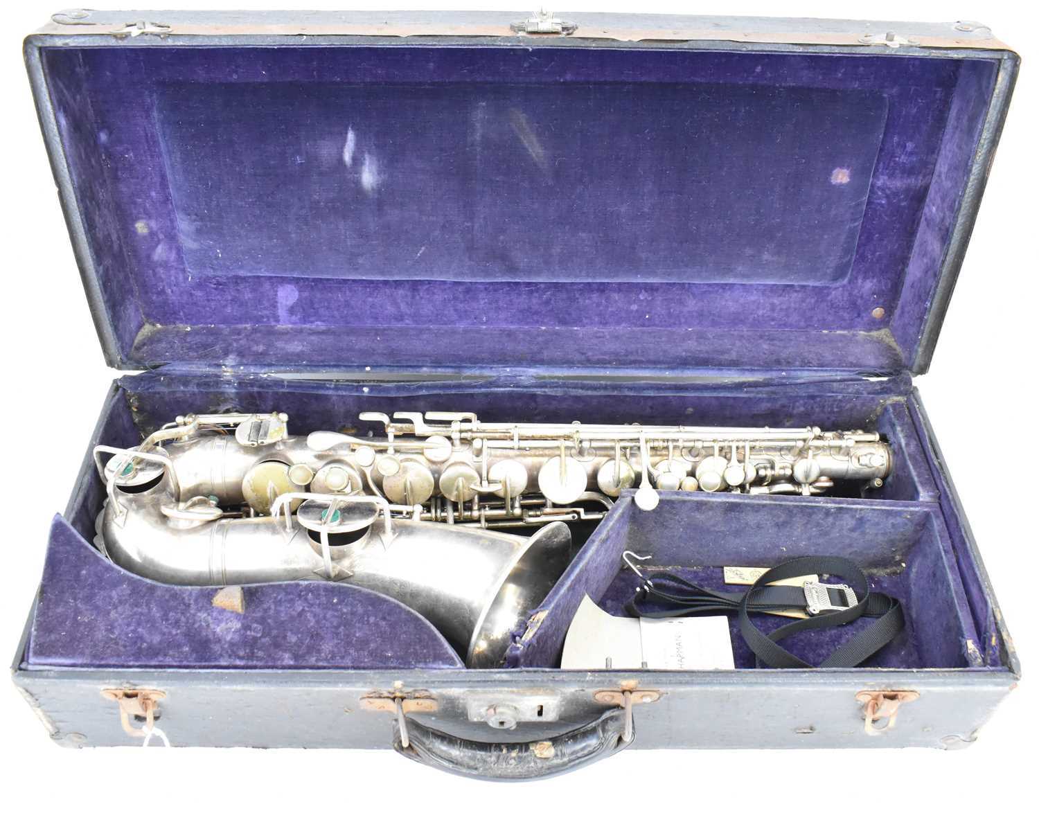 THE BUESCHER; a silver plated alto saxophone, marked 'True-Tone, Low Pitch', serial no. 245116, with - Image 2 of 6