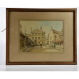 † WILFRED R WOOD; watercolour and pencil, street scene, signed lower right, 30 x 41cm, framed and