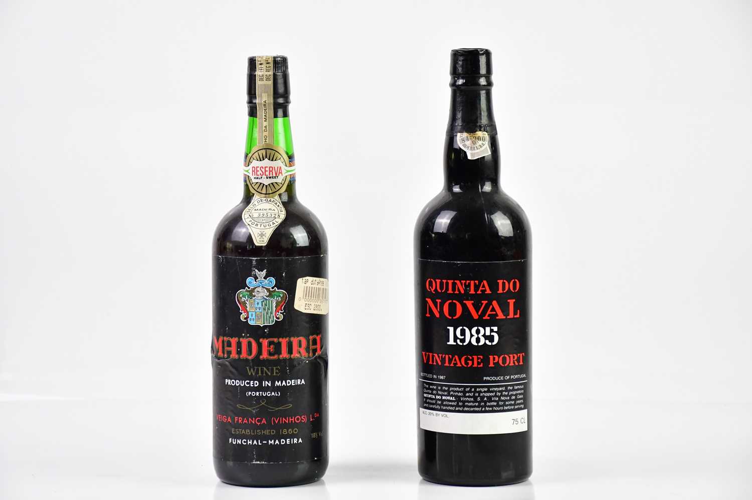 PORT; a bottle of Quinta do Noval 1985 Vintage Port, with a bottle of Madeira wine (2).