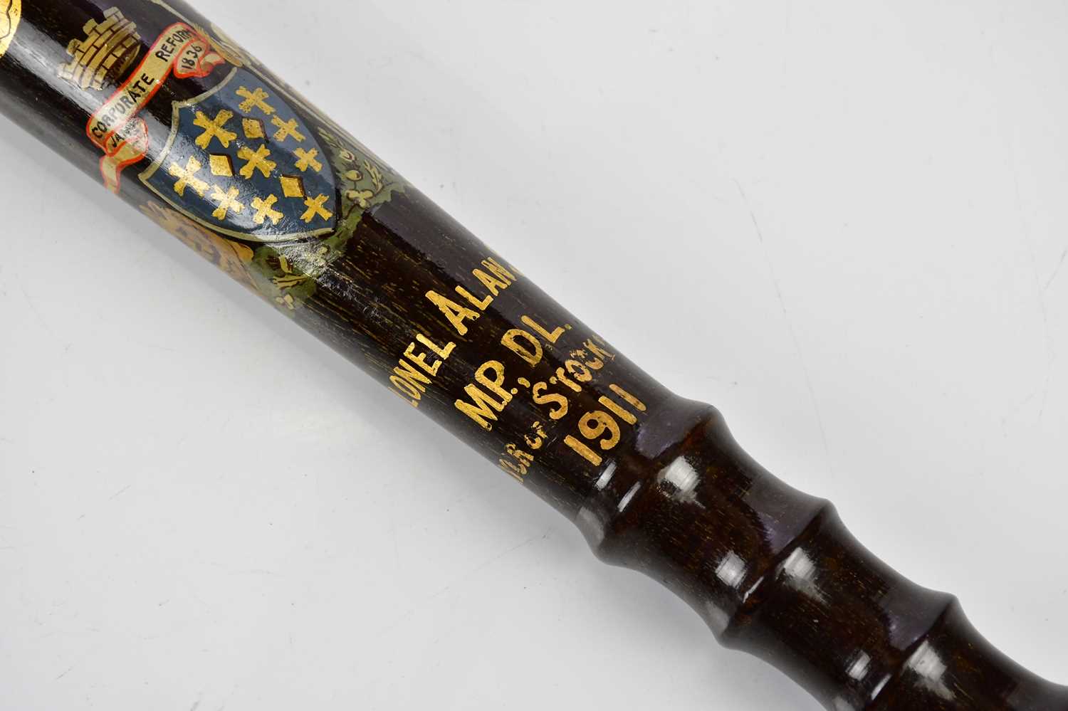 A George V painted truncheon inscribed 'Colonel Alan Sykes, MP DL, Mayor of Stockport', dated - Image 3 of 3