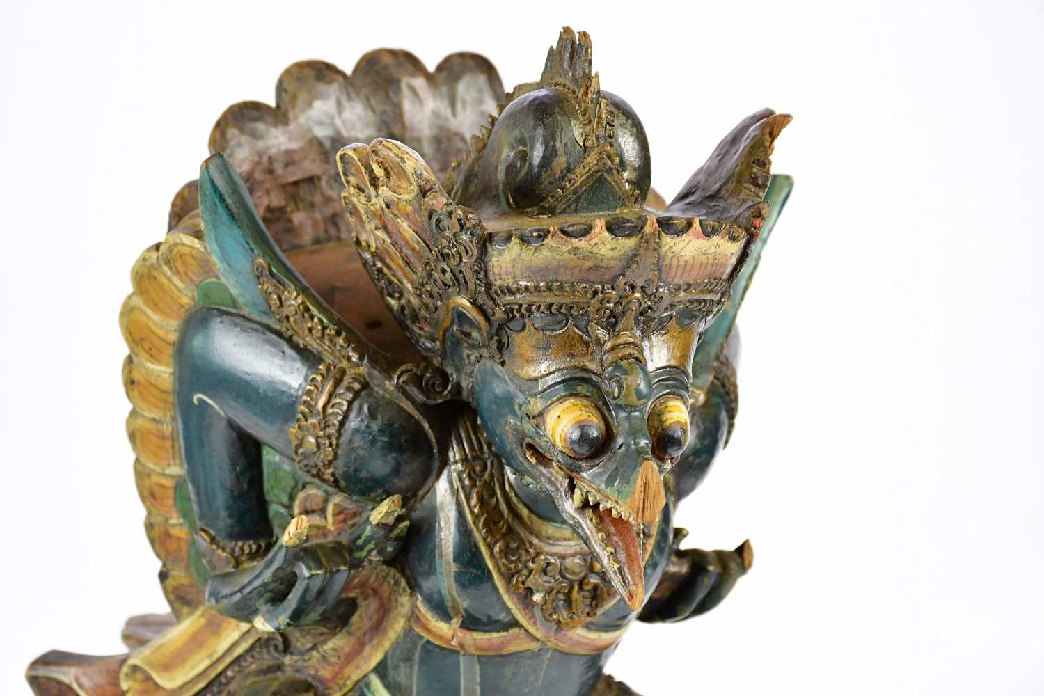 An Indian carved wooden sculpture of a Garuda eagle, height 53cm. - Image 2 of 7