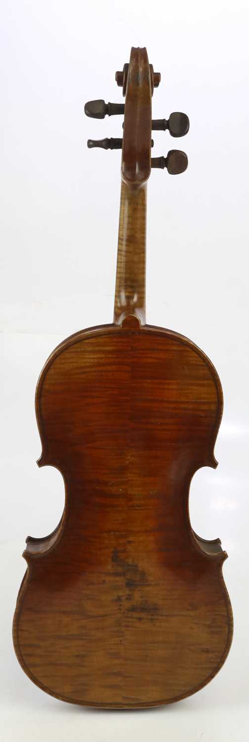 A full size French violin, Vuillaume copy with two-piece back length 36cm, with label 'Copie d'apres - Image 6 of 11