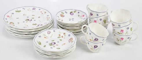 ROYAL CROWN DERBY; a six setting tea service in the 'Chatsworth' pattern. Condition Report: