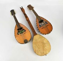 LUIGI POPPI, PALERMO; a bowl back mandolin, a flat back mandolin and an ethnic instrument (3).