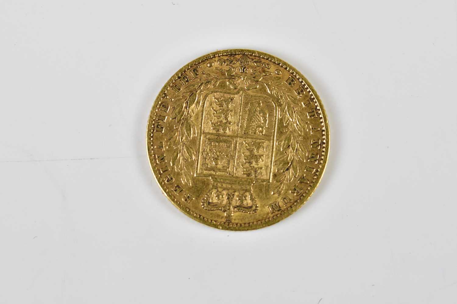 A Victorian full sovereign, 1866, young head, shield back. - Image 2 of 2