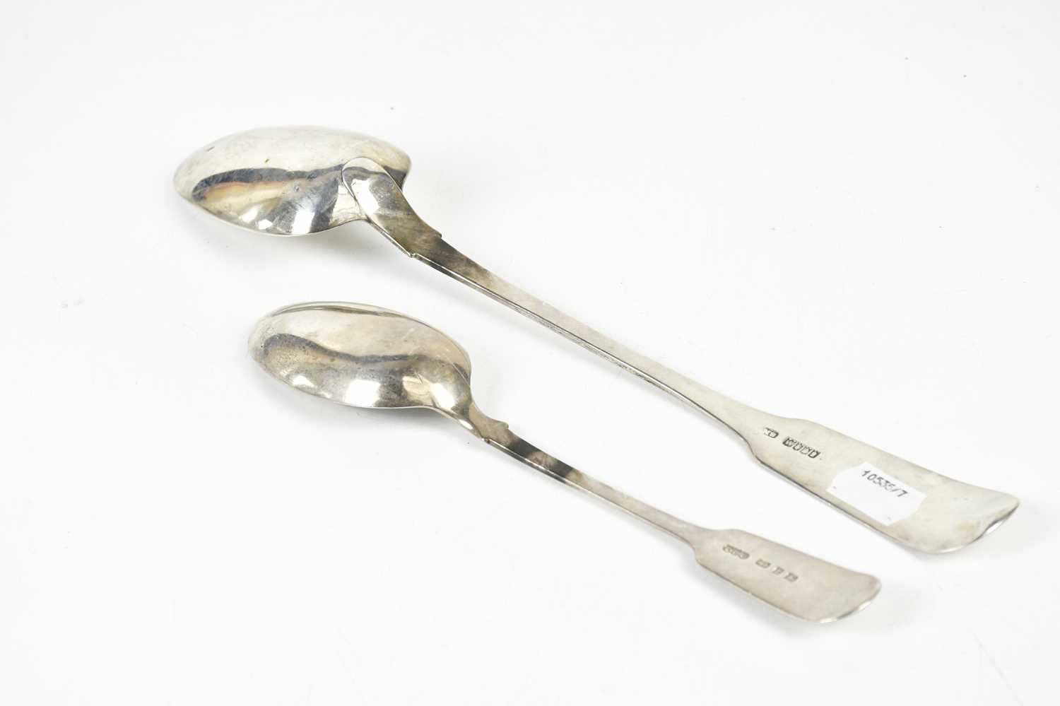 SAMUEL NEVILLE; a George III hallmarked silver serving spoon, Dublin 1817, and a smaller - Image 2 of 3