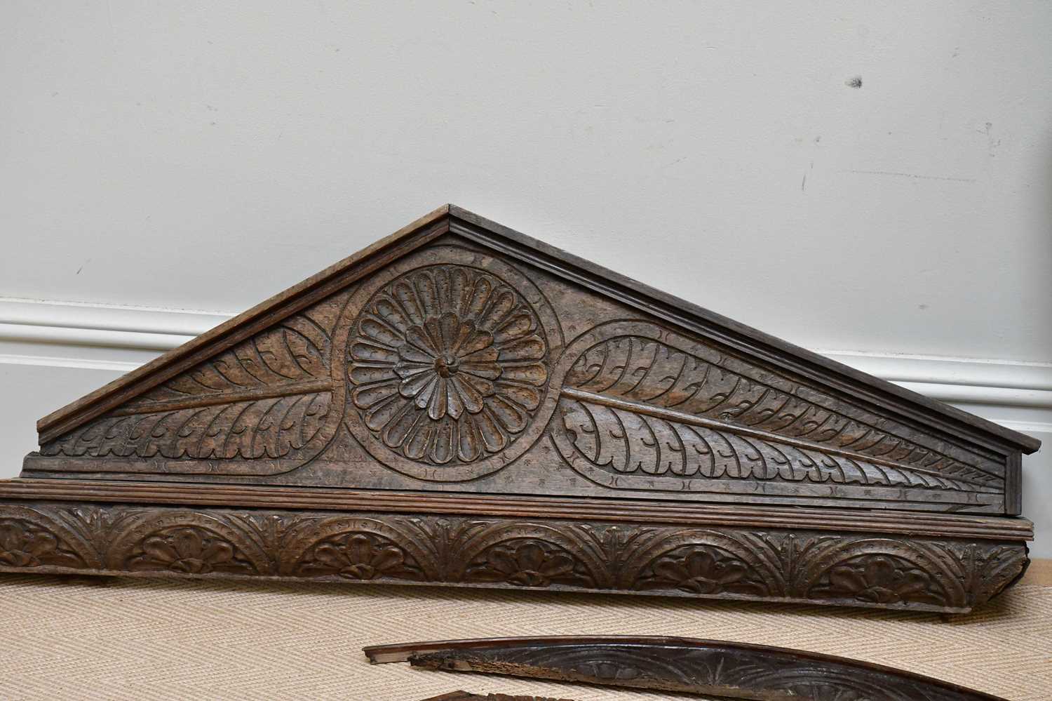 Three 19th century carved oak architectural pediments, the longest 119cm, with a further - Bild 2 aus 4