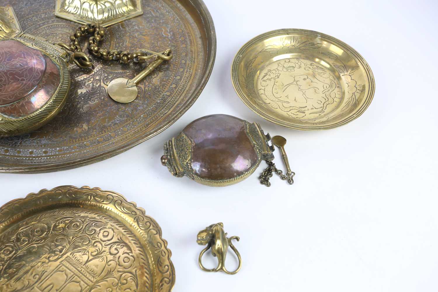 A collection of assorted Eastern metalware including brass tray, copper amd brass warming bowls, - Image 4 of 4