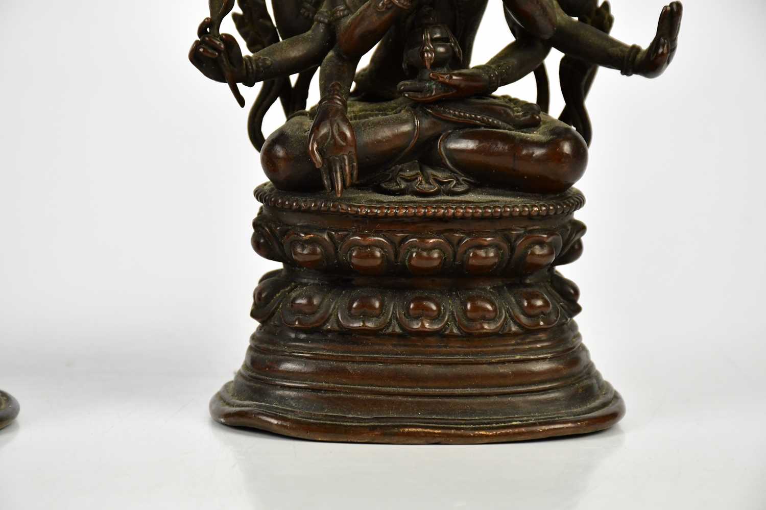 A Chinese bronze figure of Jnana Dakini, with six arms, on lotus base, height 14cm, with a similar - Image 5 of 22