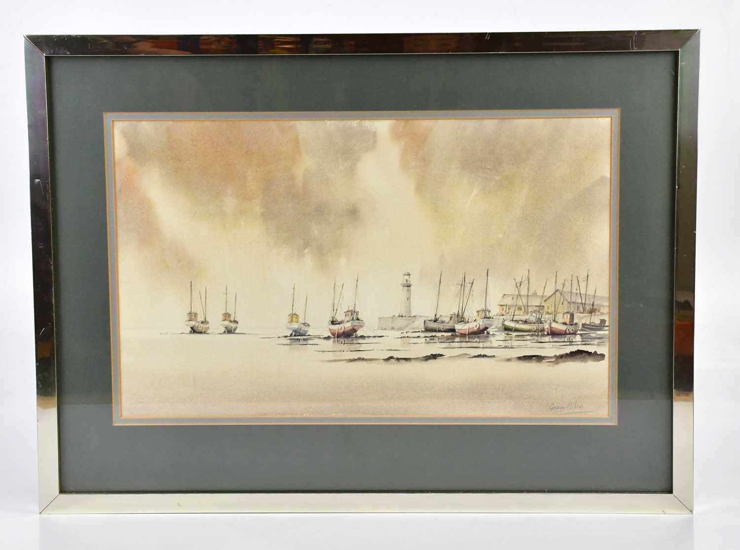 † GEORGE ALLEN; watercolour, harbour scene, signed lower right, 31 x 52cm, framed and glazed.