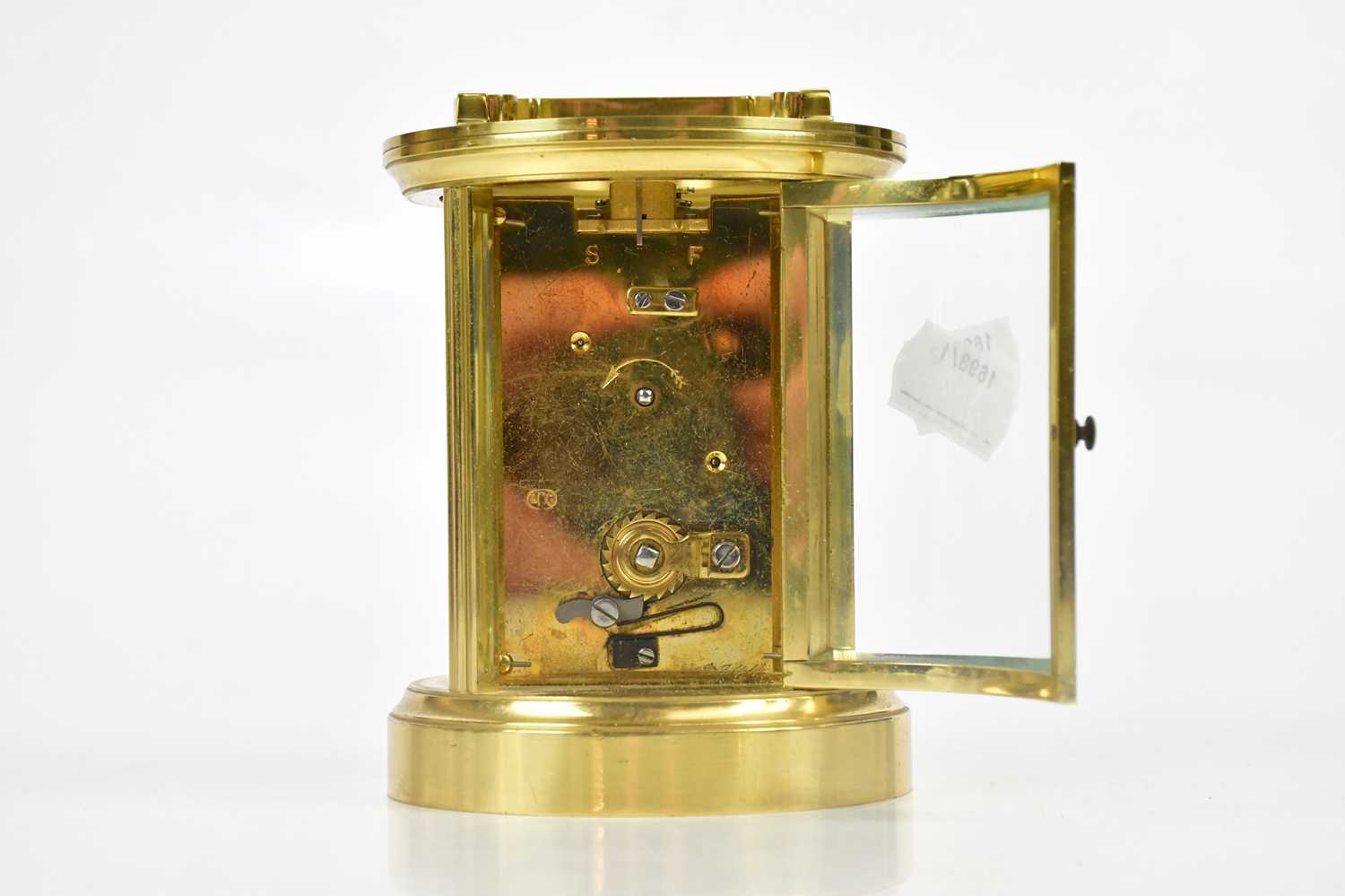 A modern brass circular carriage timepiece, with Roman numeral dial, height 12.5cm. - Bild 3 aus 5